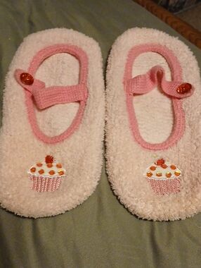 Plush Pink & Cream Cupcake  Slippers